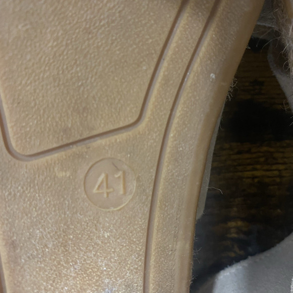 Naguisa Espadrille Peep Toe Sandals Sz 11 Beige‎ Pom Poms Ankle Strap - Picture 11 of 11